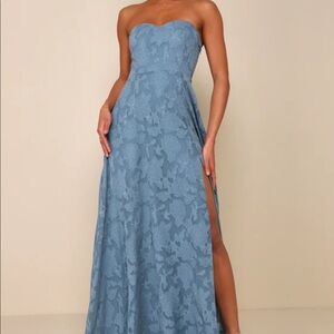 Lulus dusty blue floor length gown
